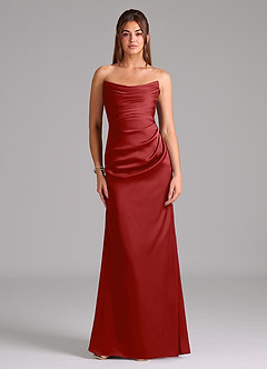 Azazie Lucille Abiti da Damigella Abito Convertibile Sirena in Raso Elasticizzato Senza Cinturino Melograno image1