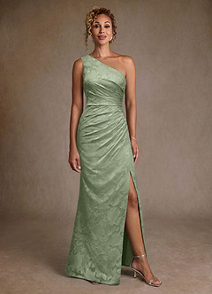 Azazie Joylin Mother of the Bride Dresses Dusty Sage Trumpet One Shoulder Floral Burnout Dress image4