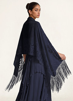 front Azazie Floral Lace Tassel Shawl