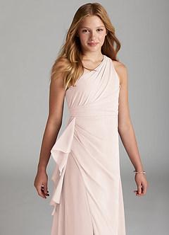 Azazie Maive Junior Rose Petal A-Line Pleated Chiffon Dress image4