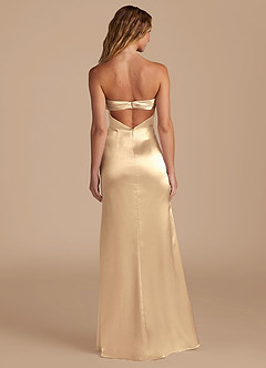 Azazie Leonis Bridesmaid Dresses Gold Mermaid Pleated Metallic Satin Convertible Dress image6