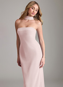 Azazie Lusinda Vestidos de madrinha de casamento Vestido Rosa Corado de Chiffon de sereia com Fora do ombro image8