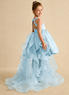 Azazie Julietta Flower Girl Dresses Sky Blue Ball-Gown Convertible Tulle Dress image6