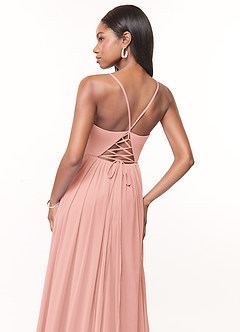 Azazie Marsol Bridesmaid Dresses Rosette A-Line Corset Mesh Dress image4