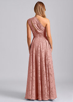 Azazie Charlize Brautjungfernkleider A-Linie One-Shoulder Blumen-Burnout Kleid Rosettenrosa image2