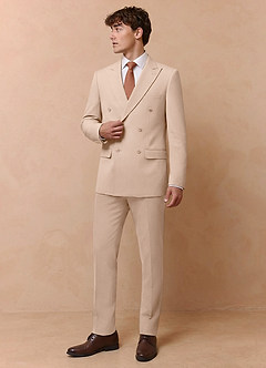 front Collins Gelbbraun Zweireihiger Anzug aus Wollmischung