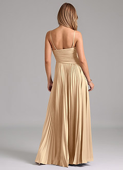 Azazie Vini Brautjungfernkleider A-Linie Plissee Stretch-Satin Kleid Champagner image6