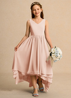 Azazie Kitten Junior Formal Jurken voor bloemenmeisjes A-Lijn Jurk van Chiffon Engelse Roos image4