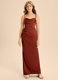 Azazie Mai Junior Terracotta A-Line Sweetheart Neckline Stretch Satin Dress image5