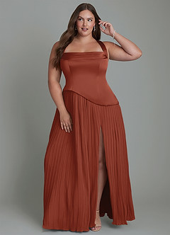 Azazie Stephanie Rochii de domnișoară de onoare A-Line Plisată Satin elastic Lungime până la podea Rochie image7