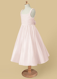Azazie Cutie Pie Flower Girl Dresses Rose Petal A-Line Pleated Matte Satin Dress image6