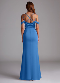 Azazie Callan Bridesmaid Dresses Blue Jay Mermaid Pleated Chiffon Convertible Dress image2