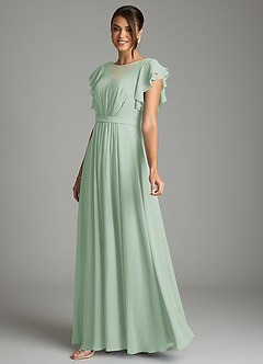 Azazie Daphne Modest Bridesmaid Dresses A-Line Ruffled Chiffon Floor-Length Dress image3
