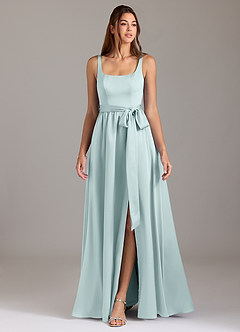Azazie Elliott Brautjungfernkleider A-Linie mit Taschen Stretch-Satin Kleid Nebel image3