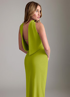 Azazie Lusinda Bridesmaid Dresses Lemongrass Mermaid Off the Shoulder Chiffon Convertible Dress image5