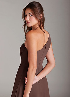 Azazie Brooke Brautjungfernkleider A-Linie One-Shoulder Chiffon Kleid Ganache image6