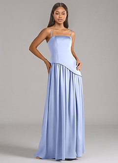 Azazie Adeline Bridesmaid Dresses Ice A-Line Strapless Stretch Satin Convertible Dress image7