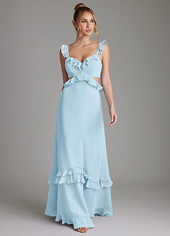 Azazie Malaya Bridesmaid Dresses Sky Blue A-Line Corset Chiffon Dress image4