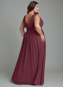Azazie Novi Vestidos de damas de honor Vestido Cabernet de Gasa de Línea A con Plisado image8