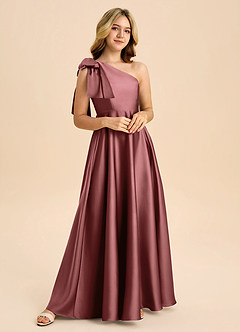 Azazie Penguin Junior Abito A-Line in Raso Elasticizzato Fiocco Ametista image4