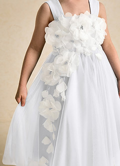 Azazie Dovey Flower Girl Dresses White Ball-Gown Bow Tulle Dress image7