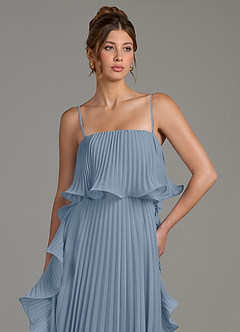 Azazie Alexia Bridesmaid Dresses Dusty Blue A-Line Ruched Chiffon Dress image2