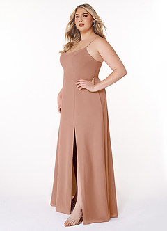 Azazie Moira Bridesmaid Dresses Champagne Rose A-Line Scoop Chiffon Dress image10