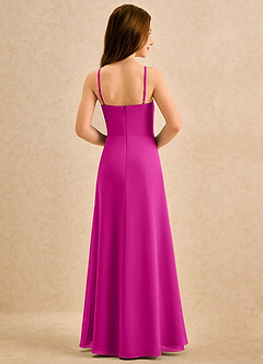 Azazie lolly Girls Formal Robe Demoiselle D'honneur Fillette Robe Trapèze en Mousseline de soie Plissée Fuchsia image2