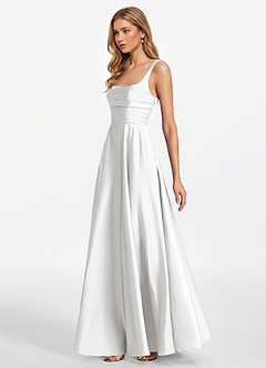 Azarya Weiß Satin-Korsett-A-Linien-Kleid image3