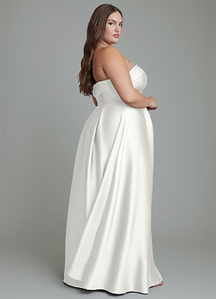 Azazie Lucienne Bridesmaid Dresses White A-Line Strapless Stretch Satin Convertible Dress image15