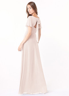 Azazie Kimber Bridesmaid Dresses Rose Petal A-Line Flounce Sleeve Chiffon Dress image4