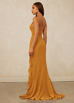 Christian Siriano Bridal for Azazie 1006 Bridesmaid Dresses Butterscotch Mermaid Ruched Chiffon Dress image2