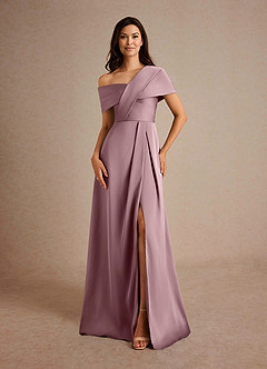 Azazie Milton Mother of the Bride Dresses Dusty Rose A-Line Pleated Stretch Satin Dress image5