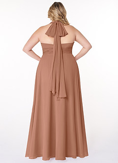 Azazie Fifi Robes de demoiselle d'honneur Robe Trapèze Convertible en Mousseline de soie Sans bretelle Bronze image13