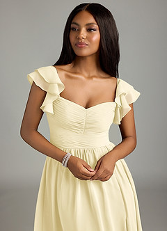 Azazie Anaya Bridesmaid Dresses Lemon Sorbet A-Line Sweetheart Neckline Chiffon Dress image6