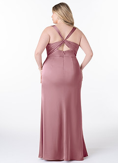Azazie Mero Bridesmaid Dresses Vintage Mauve Sheath Pleated Stretch Satin Dress image8
