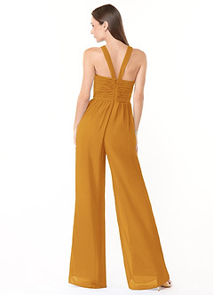 Azazie Berdie Bridesmaid Dresses Butterscotch Halter Chiffon Jumpsuit image2