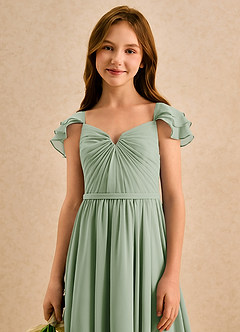 Azazie Meimei Girls Formal Flower Girl Klänningar Klä A-Line i Chiffong Plisserad image6
