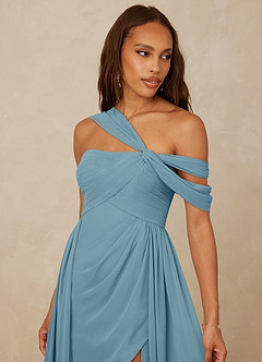 Christian Siriano Bridal for Azazie 1014 Bridesmaid Dresses Moody Blue A-Line Off the Shoulder Chiffon Dress image7