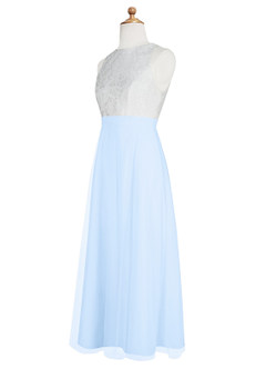 Azazie Albertine Junior Sky Blue A-Line Lace Chiffon Dress image9
