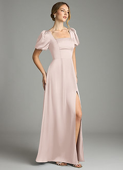 Azazie Fyona Suknie dla druhen Linia A Pofałdowany Satyna elastyczna Do ziemi Sukienka image11