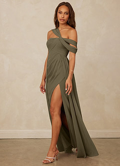Christian Siriano Bridal for Azazie 1014 Bridesmaid Dresses Willow Green A-Line Off the Shoulder Chiffon Dress image8