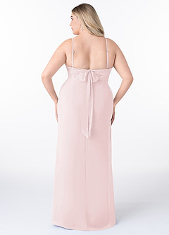 Azazie Mai Bridesmaid Dresses Blushing Pink Sheath Pleated Chiffon Dress image8