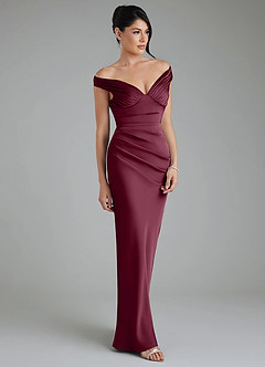 Azazie Stella Bridesmaid Dresses Mulberry Sheath Corset Stretch Satin Convertible Dress image5