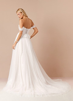 Azazie Maia Wedding Dresses Diamond White A-Line Off the Shoulder Tulle Dress image4
