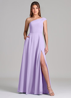 Azazie Melanie Final Sale Lilac A-Line Off the Shoulder Chiffon Dress image1