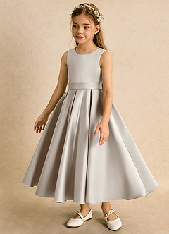 Azazie Junebuj vestidos de niña de las flores Vestido de Escarcha de Satin Mate de Princesa con Plisado image3