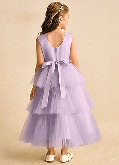 Azazie Marshmallow Flower Girl Dresses Frosted Lilac Ball-Gown Bow Tulle Dress image2