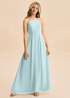 Azazie Farrah Junior Mist A-Line Pleated Chiffon Dress image4