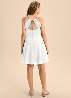 Azazie Avelina Junior White A-Line Pleated Chiffon Dress image2